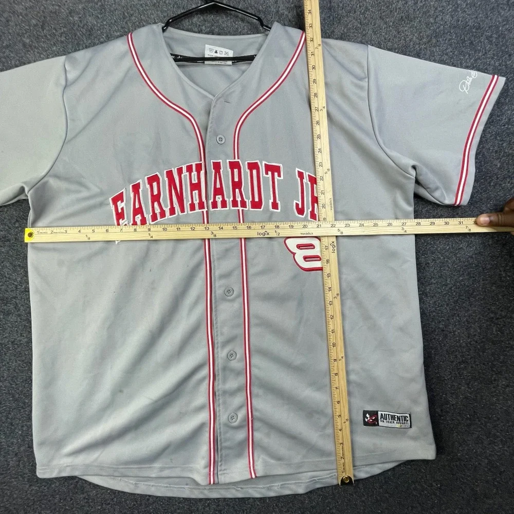 Chase Authentics Dale Earnhardt Jr #8 NASCAR Baseball Jersey Mens 2XL Grey
